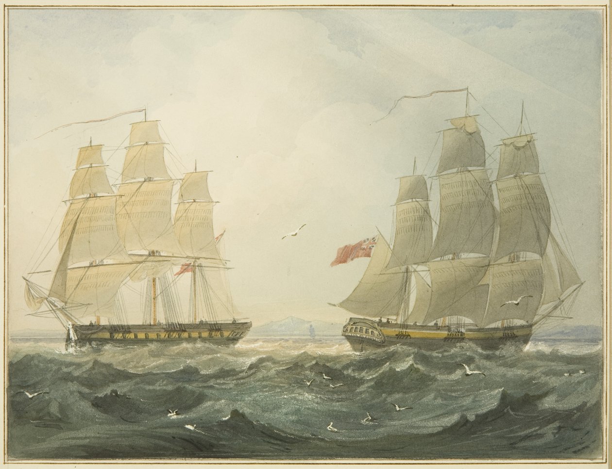 Nyugat-Indiaman "Union" és "Ann" jön a Bristol-csatornán alkotó: Thomas Leeson the Elder Rowbotham