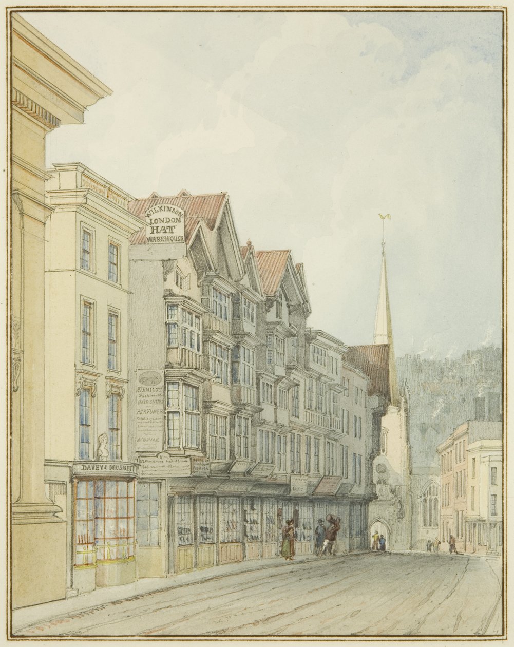 A Broad Street nyugati oldala (akvarell papíron) alkotó: Thomas Leeson the Elder Rowbotham