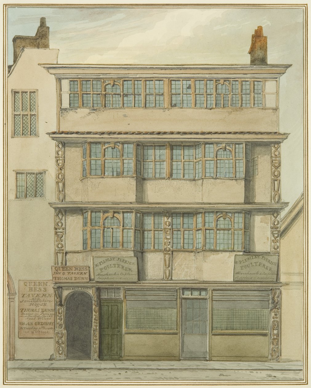 Whitson háza, St Nicholas Street (akvarell papíron) alkotó: Thomas Leeson the Elder Rowbotham