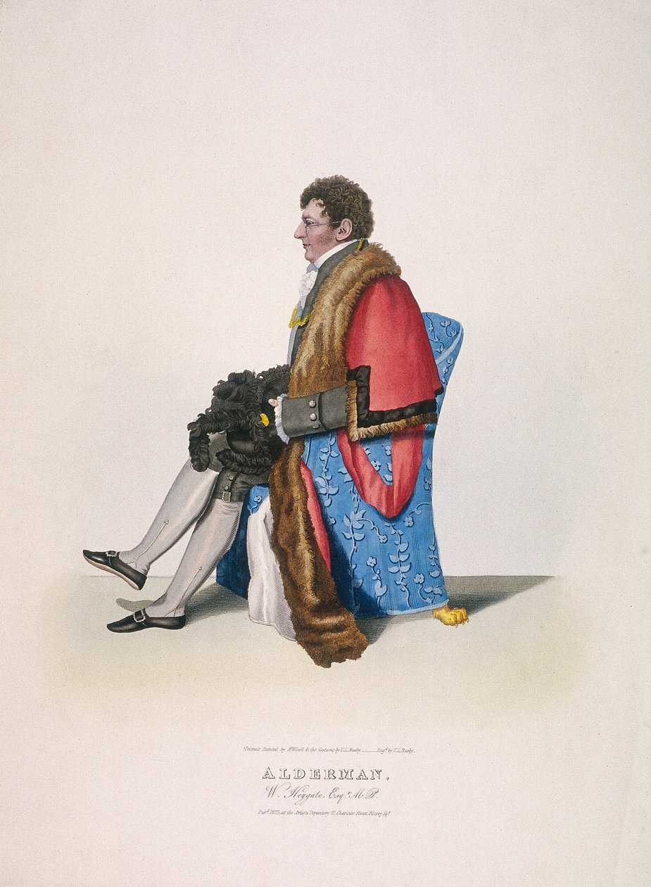 Sir William Heygate alderman, ülve, polgári jelmezben, köntössel és kalappal, 1825 alkotó: Thomas Lord Busby