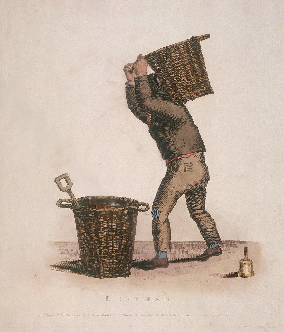 Szemeteskosarat cipelő poroszló a hátán, 1820 alkotó: Thomas Lord Busby