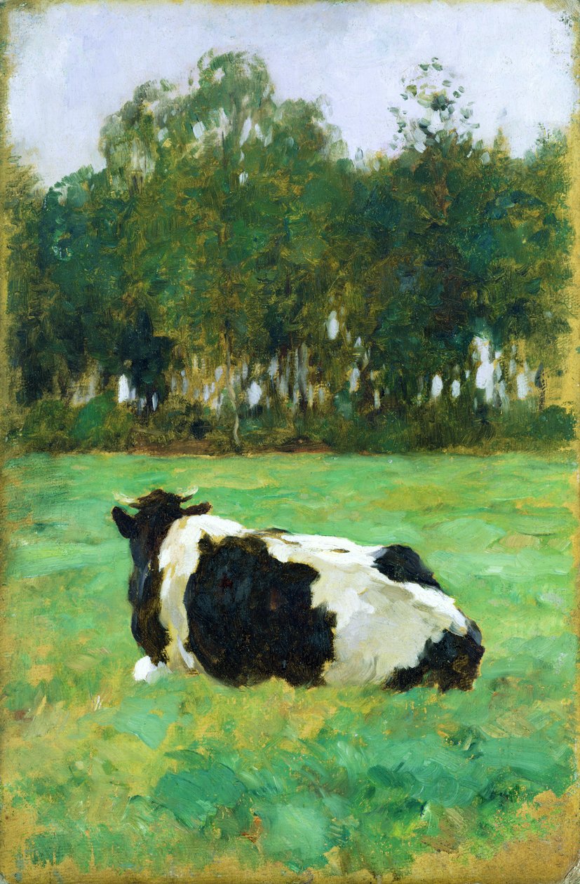 Tehén a réten (olaj, karton) alkotó: Thomas Ludwig Herbst