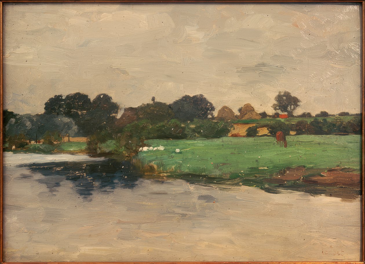 Folyami táj Hamburg közelében alkotó: Thomas Ludwig Herbst