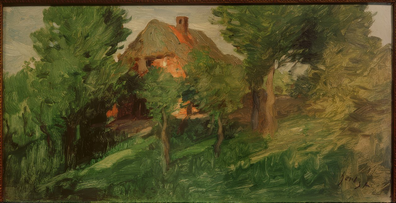 Piros ház a fák mögött alkotó: Thomas Ludwig Herbst