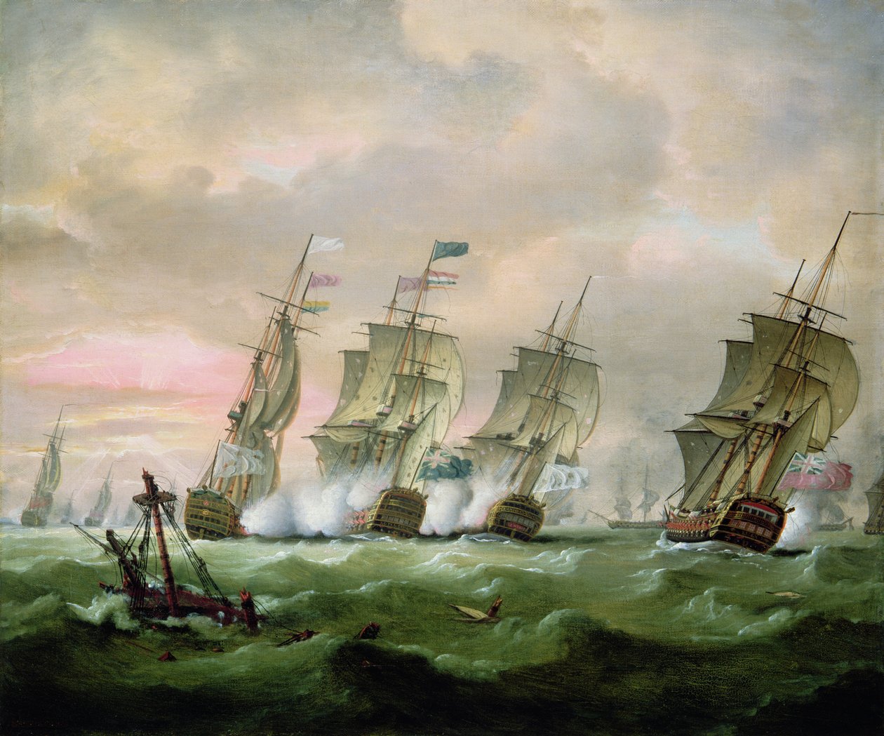 Sir Edward Hawke admirális legyőzte M. de Conflans admirálist a Vizcayai-öbölben alkotó: Thomas Luny