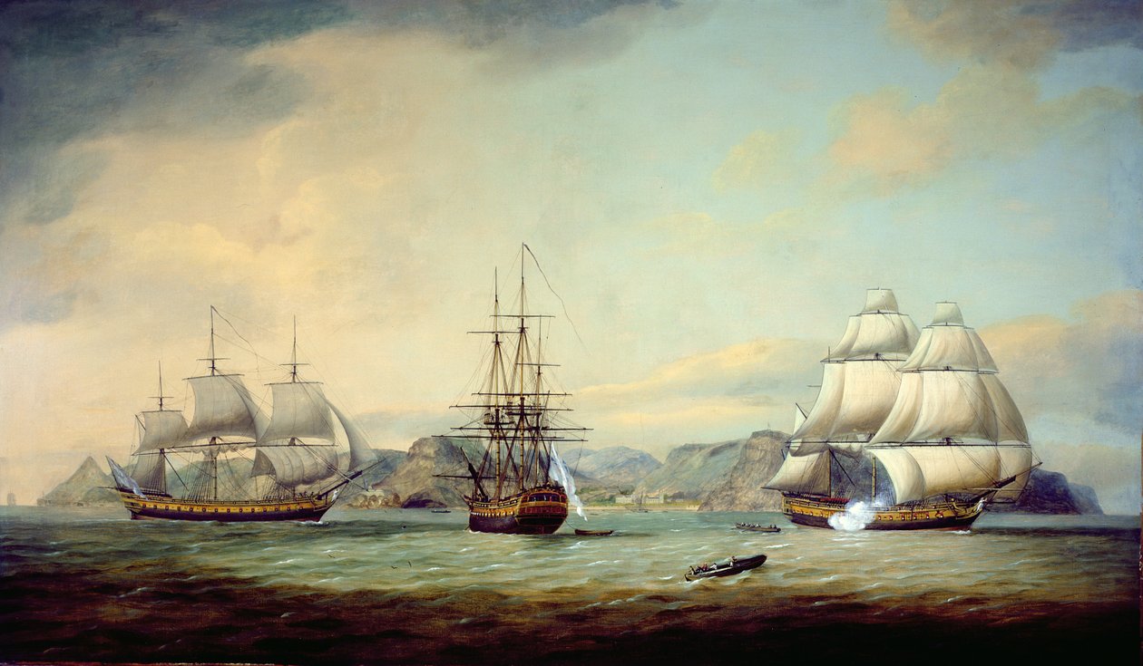 A Ceres nevű kelet-indiai hajó Szent Ilona partjainál, 1788 alkotó: Thomas Luny