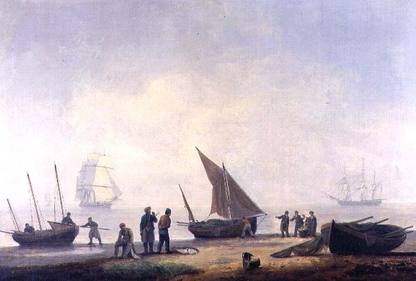 Fisherfolk a tengerparton tengeri hajókkal alkotó: Thomas Luny