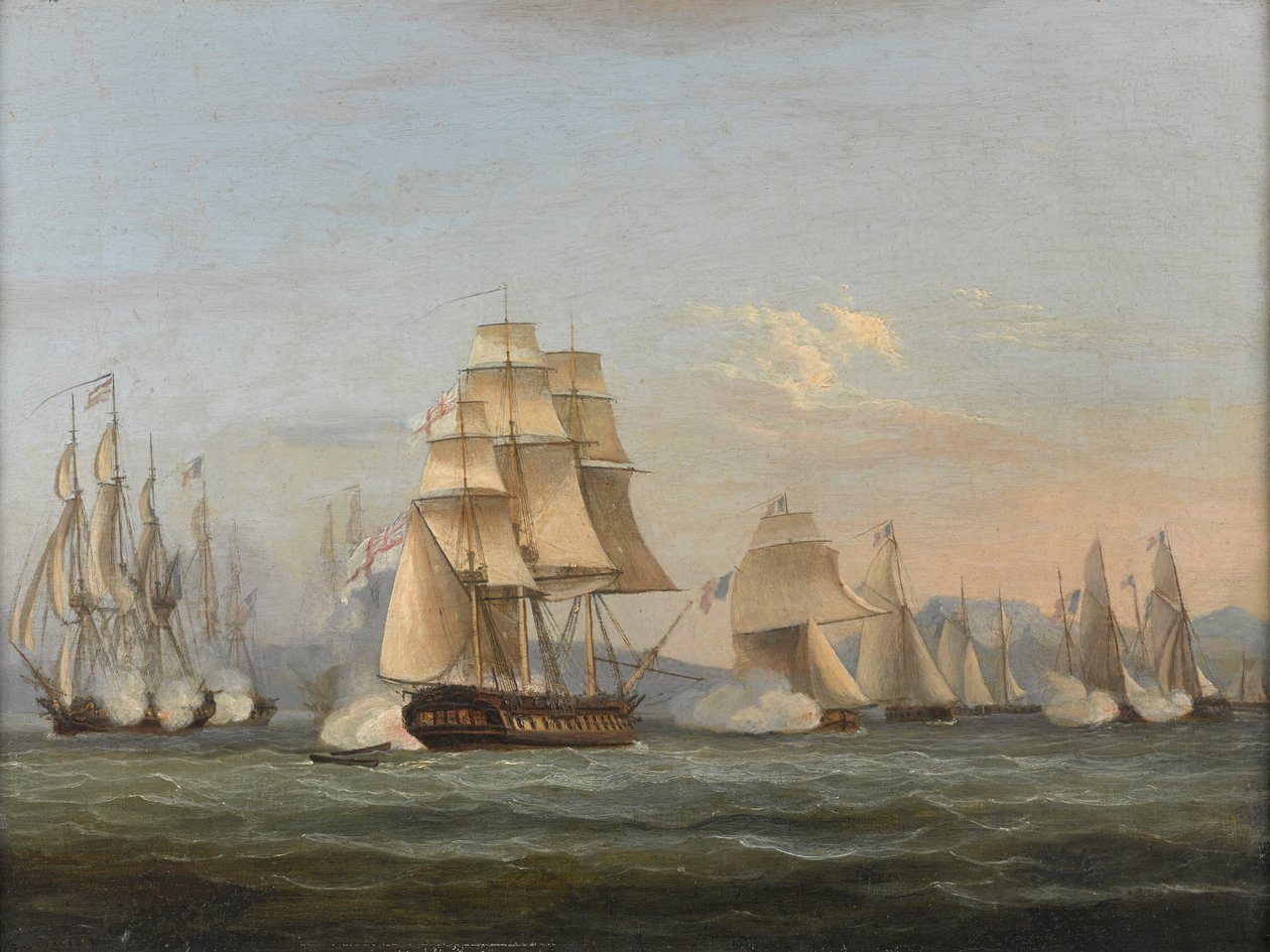 HMS Spartan & French Fregates: Az akció kezdete, 1810. május 3. (Nápolyi-öböl) (olaj, vászon) alkotó: Thomas Luny