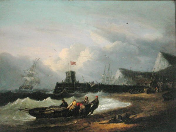 Egy csónak partra húzása Dover kikötőjénél alkotó: Thomas Luny