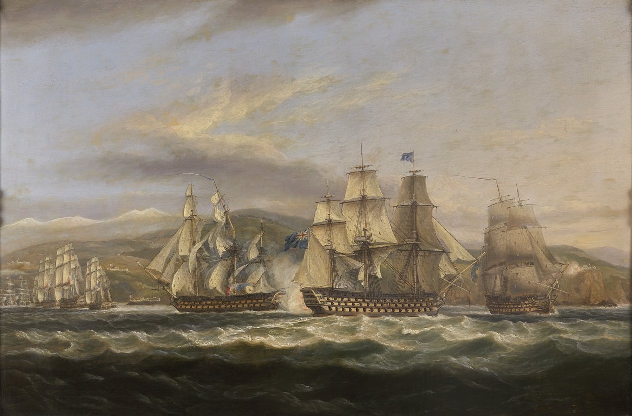 .KISASSZONY. Caledonia és a H.M.S. Boyne üldözi a francia flottát Toulonba alkotó: Thomas Luny