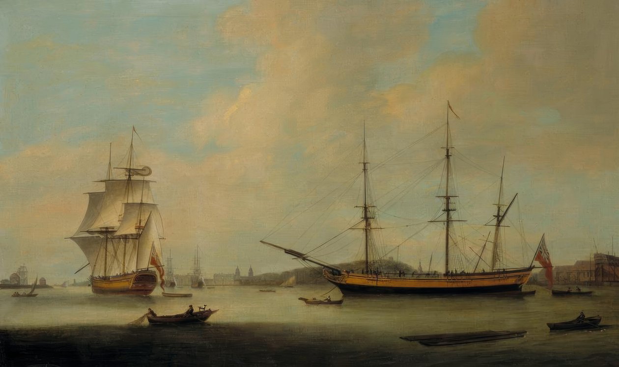 Az amerikai Granville hajó Deptfordnál alkotó: Thomas Luny