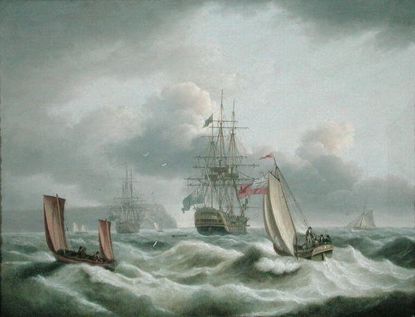 Two Deckers Lying off Berry Head (olaj, vászon) alkotó: Thomas Luny