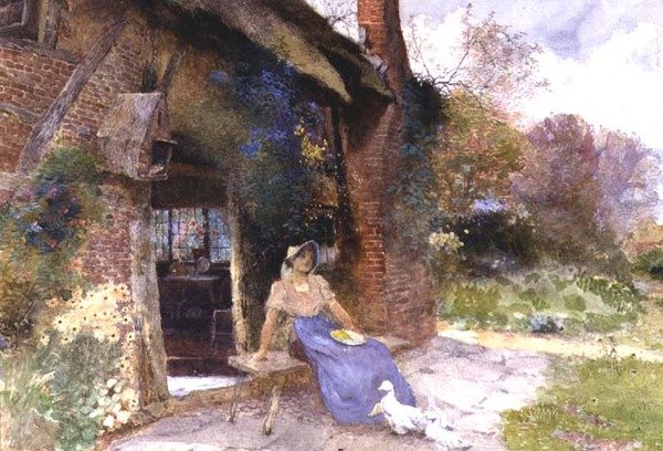 By The Cottage Door alkotó: Thomas Mackay