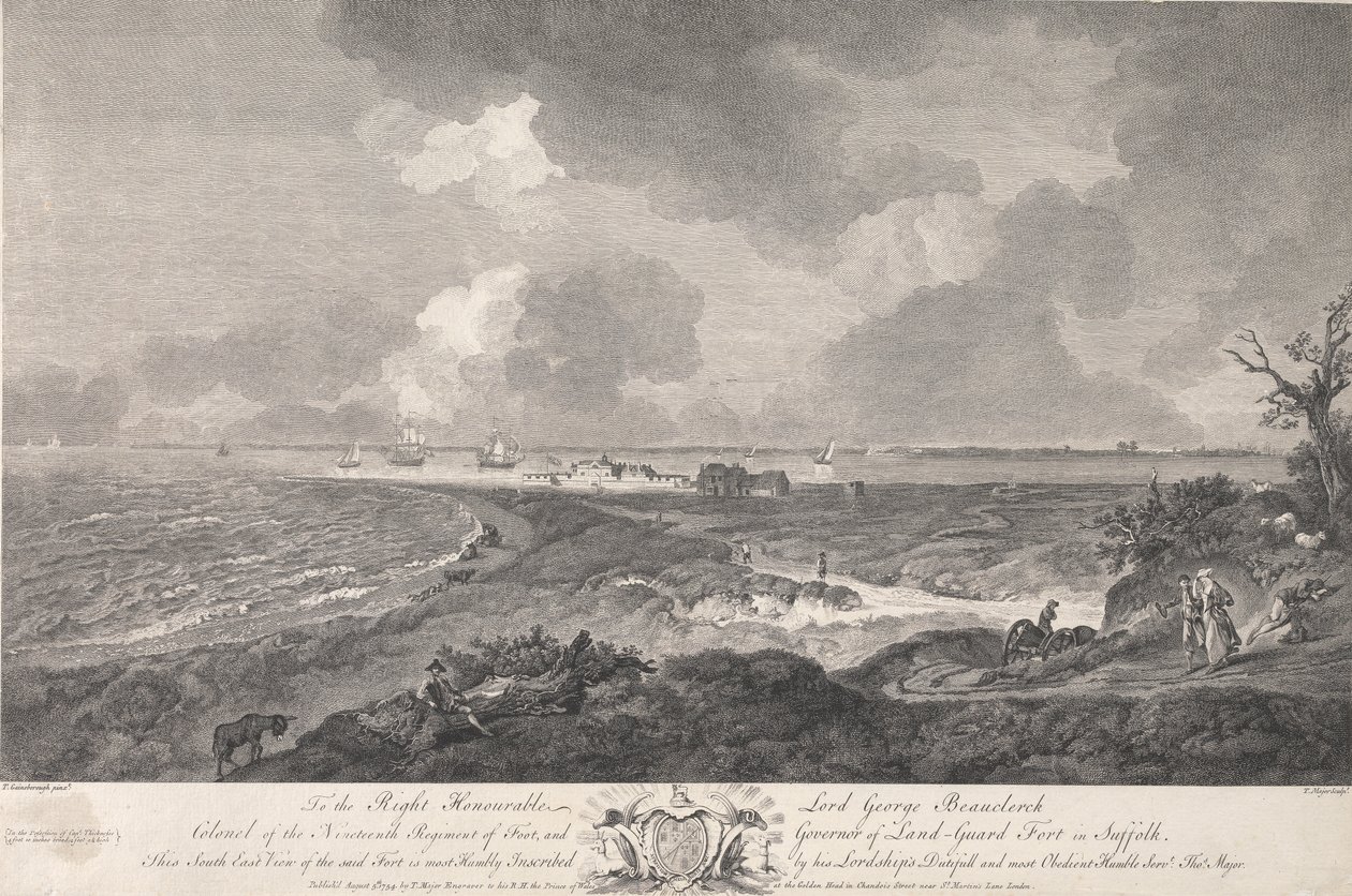 Délkeleti kilátás a tland-Guard Fort-ra, Suffolkban alkotó: Thomas Major