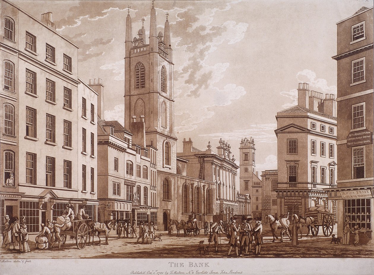 Bank of England, Threadneedle Street, London, 1781 alkotó: Thomas Malton II