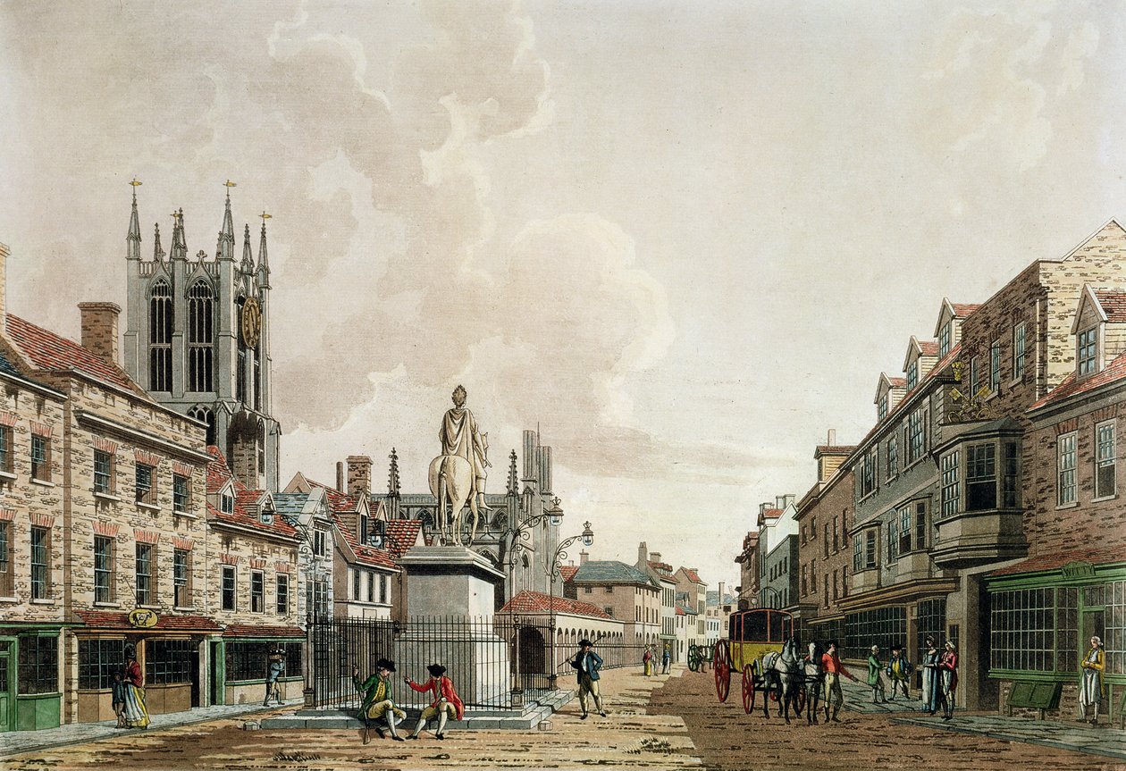 A piactér, Hull, északról nézve alkotó: Thomas Malton Jnr.