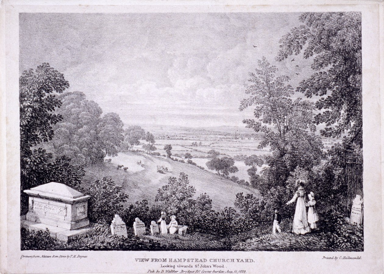 Hampstead, London általános képe. 1822 alkotó: Thomas Mann Baynes