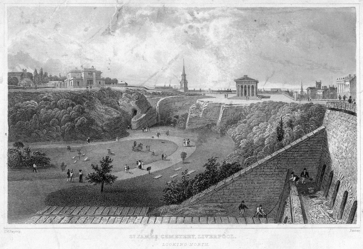 Szent Jakab temető, Liverpool, északra nézve, 19. század. alkotó: Thomas Mann Baynes
