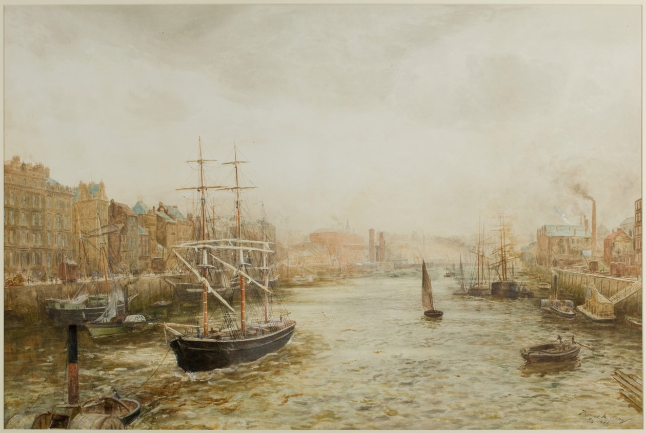 The Quayside, Newcastle (akvarell papíron) alkotó: Thomas Marie Madawaska Hemy