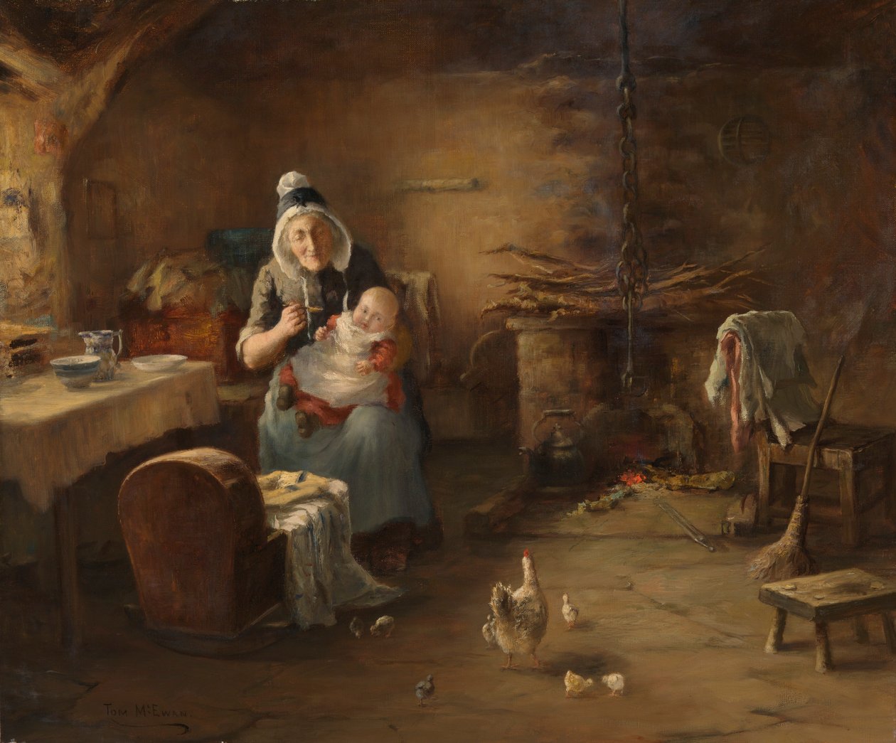 Parasztház belseje (olaj, vászon) alkotó: Thomas McEwan