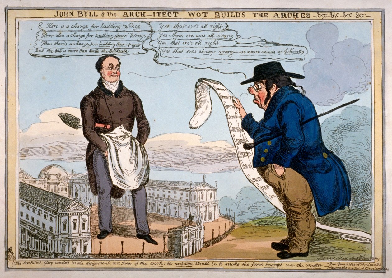 "John Bull és az építészmérnök, aki a boltíveket építi - &c - &c - &c - &c", 1829 alkotó: Thomas McLean