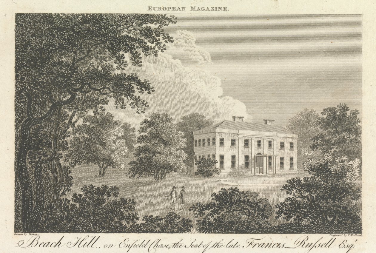 Beach Hill, az Enfield Chase-en, a néhai Francis Russell székhelye, Esquire, Outer Suburb - North alkotó: Thomas Medland