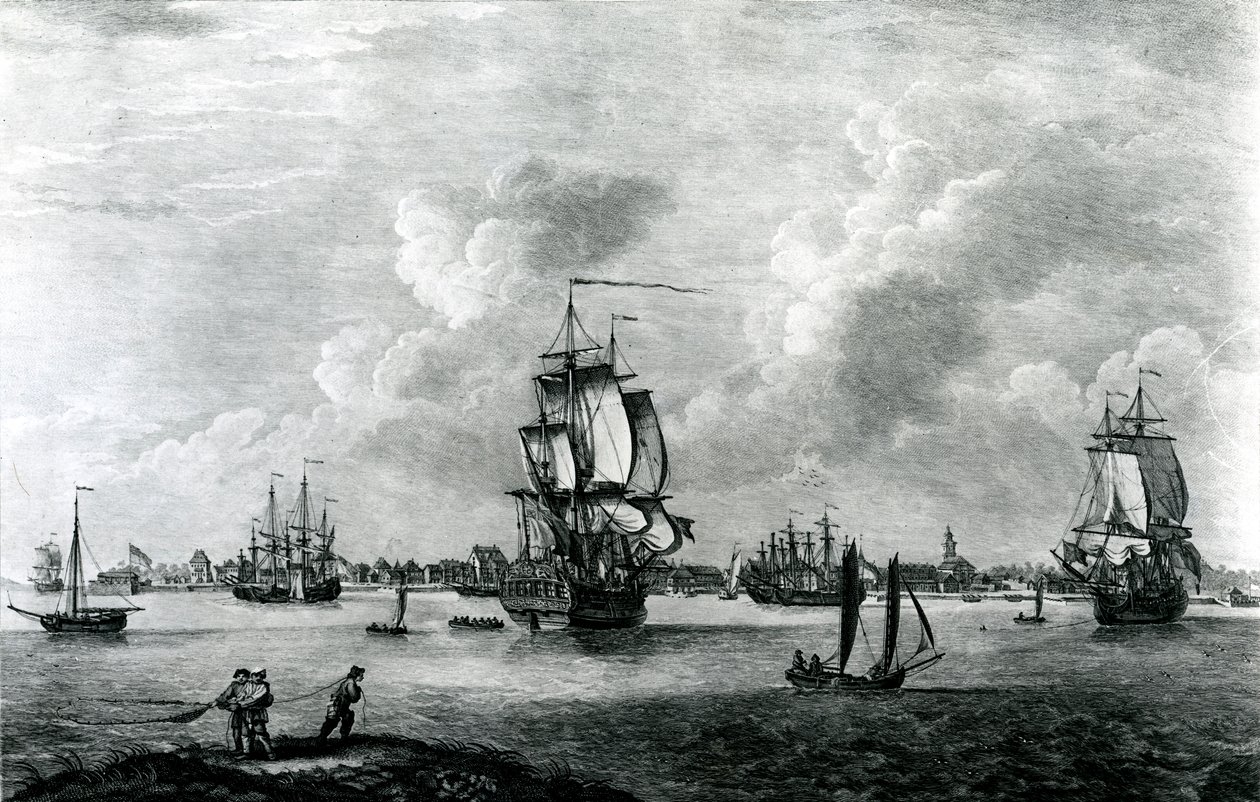 Charles Town, Dél-Karolina fővárosa Észak-Amerikában, Pierre Charles Canot metszetével alkotó: Thomas Mellish