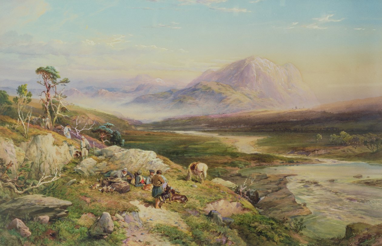 A forgatás vége, Loch Maree (akvarell papíron) alkotó: Thomas Miles II Richardson