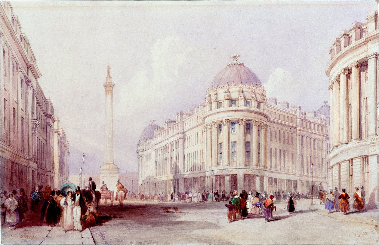 Grainger Street, Newcastle upon Tyne (testszín) alkotó: Thomas Miles Richardson