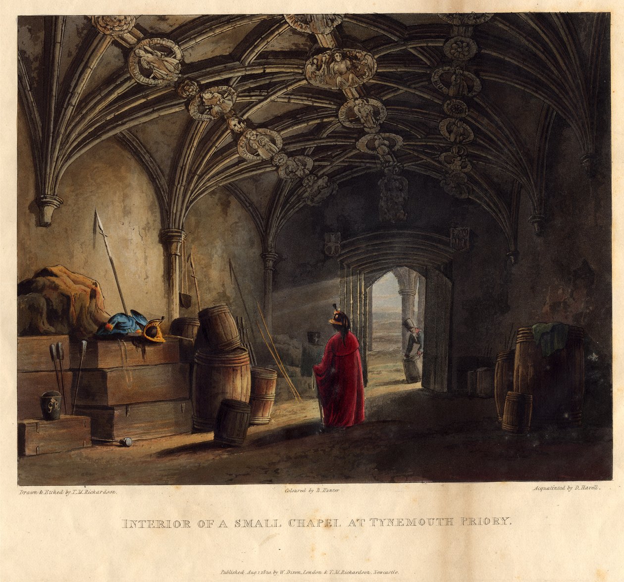 Egy kis kápolna belseje a Tynemouth Priory-ban, 1820 alkotó: Thomas Miles Richardson