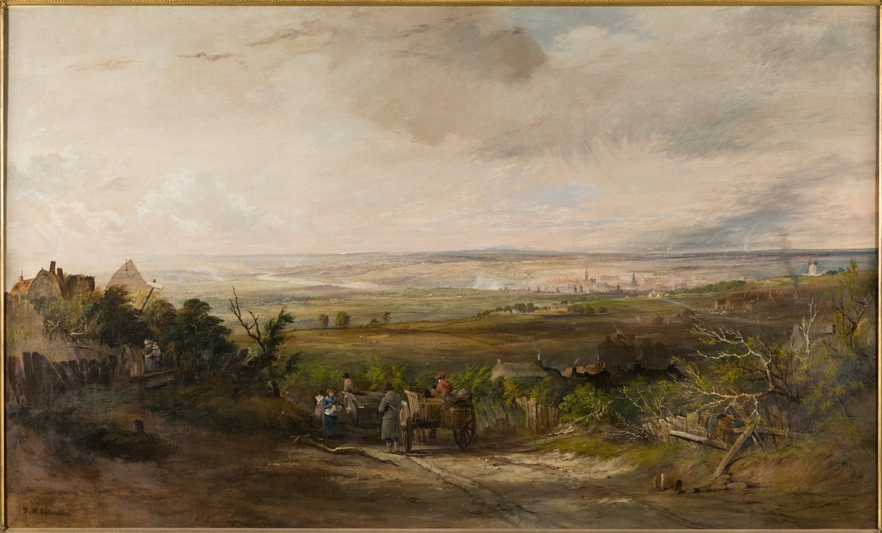 Newcastle a Gateshead Fellből, 1816 körül alkotó: Thomas Miles Richardson
