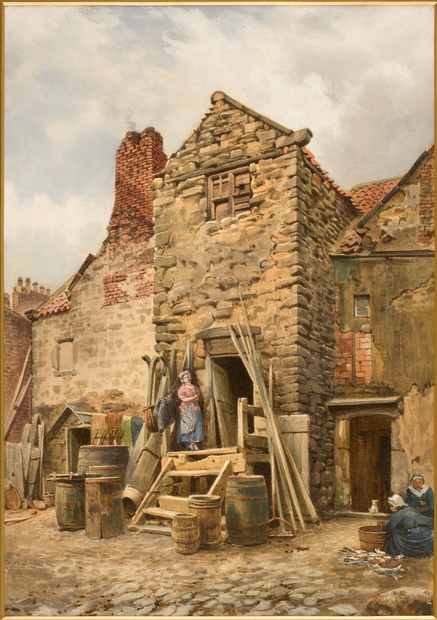 Old Sparrow Hall, Cullercoats (testszín, ceruza és WC papíron) alkotó: Thomas Miles Richardson