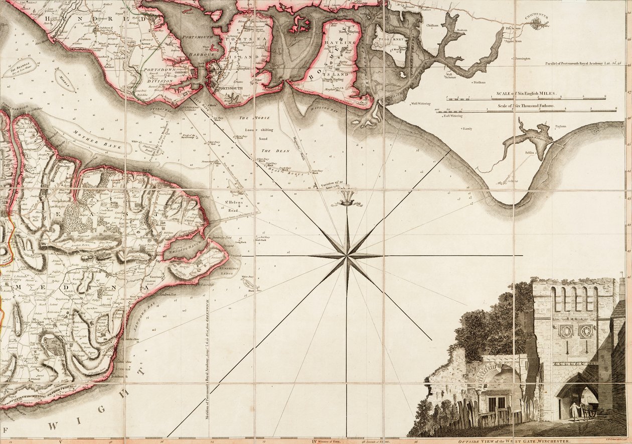 Hampshire vagy Southampton megye, beleértve a Wight-szigetet is. alkotó: Thomas Milne