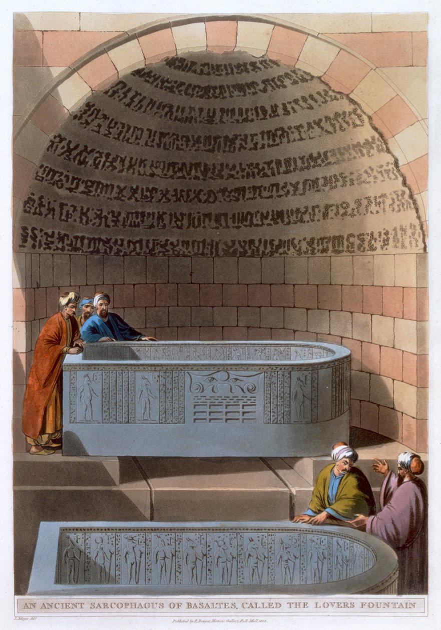 "Egy ősi bazaltszi szarkofág, a szerelmesek szökőkútja", 1802 alkotó: Thomas Milton