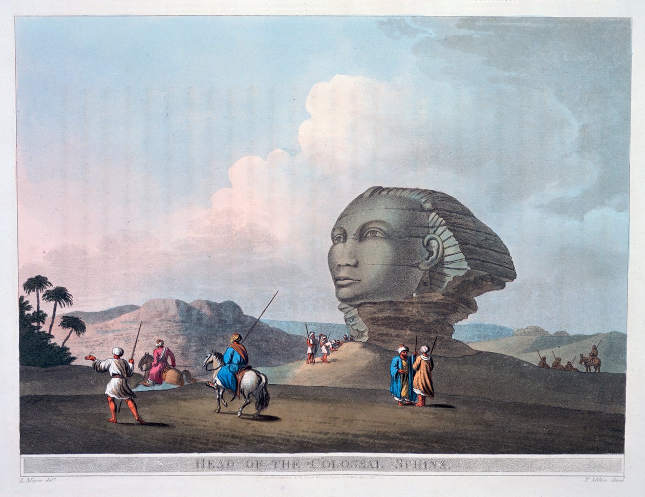 A kolosszális szfinx feje, Giza, Egyiptom, 1801 alkotó: Thomas Milton