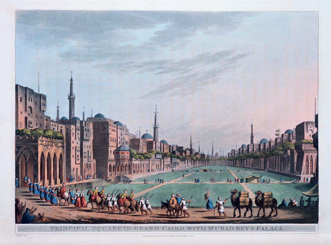 A Fő tér Grand Kairóban, a Murad Beys-palotával, 1801 alkotó: Thomas Milton
