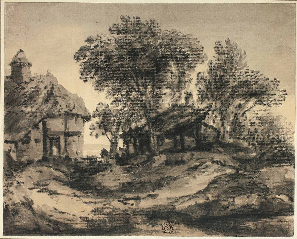 Kunyhók a tenger közelében alkotó: Thomas Monro
