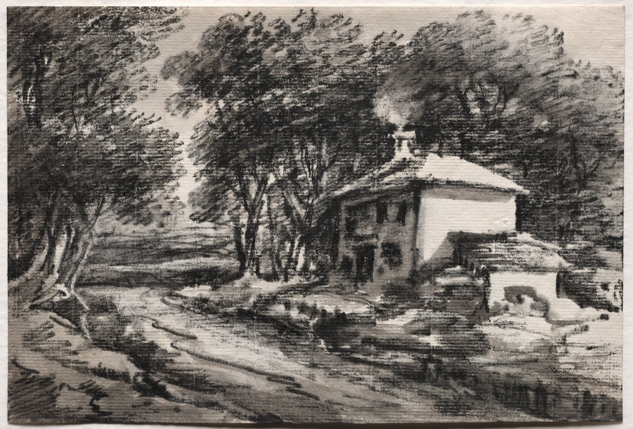 Táj kunyhóval (recto) alkotó: Thomas Monro