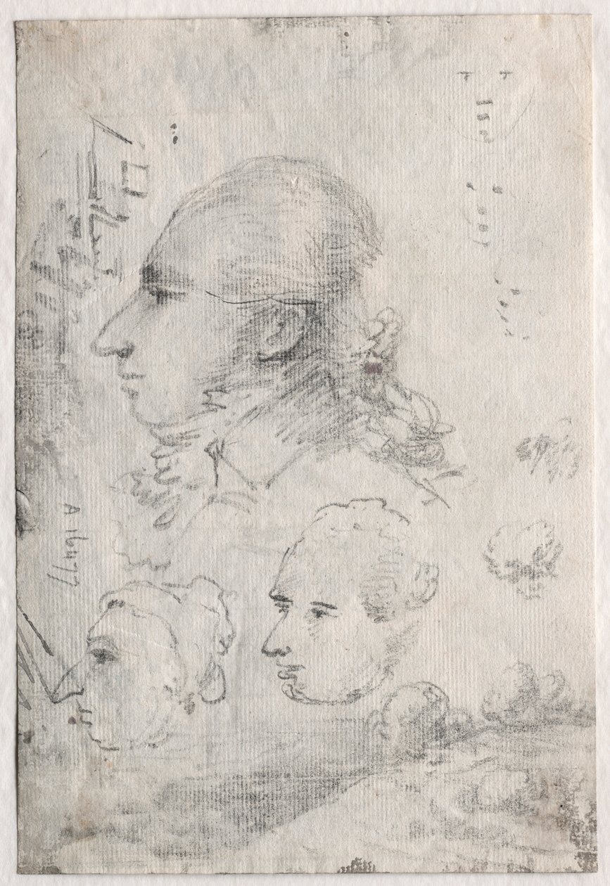 Tanulmányok a fejekről verso, c. 1820-as évek. alkotó: Thomas Monro
