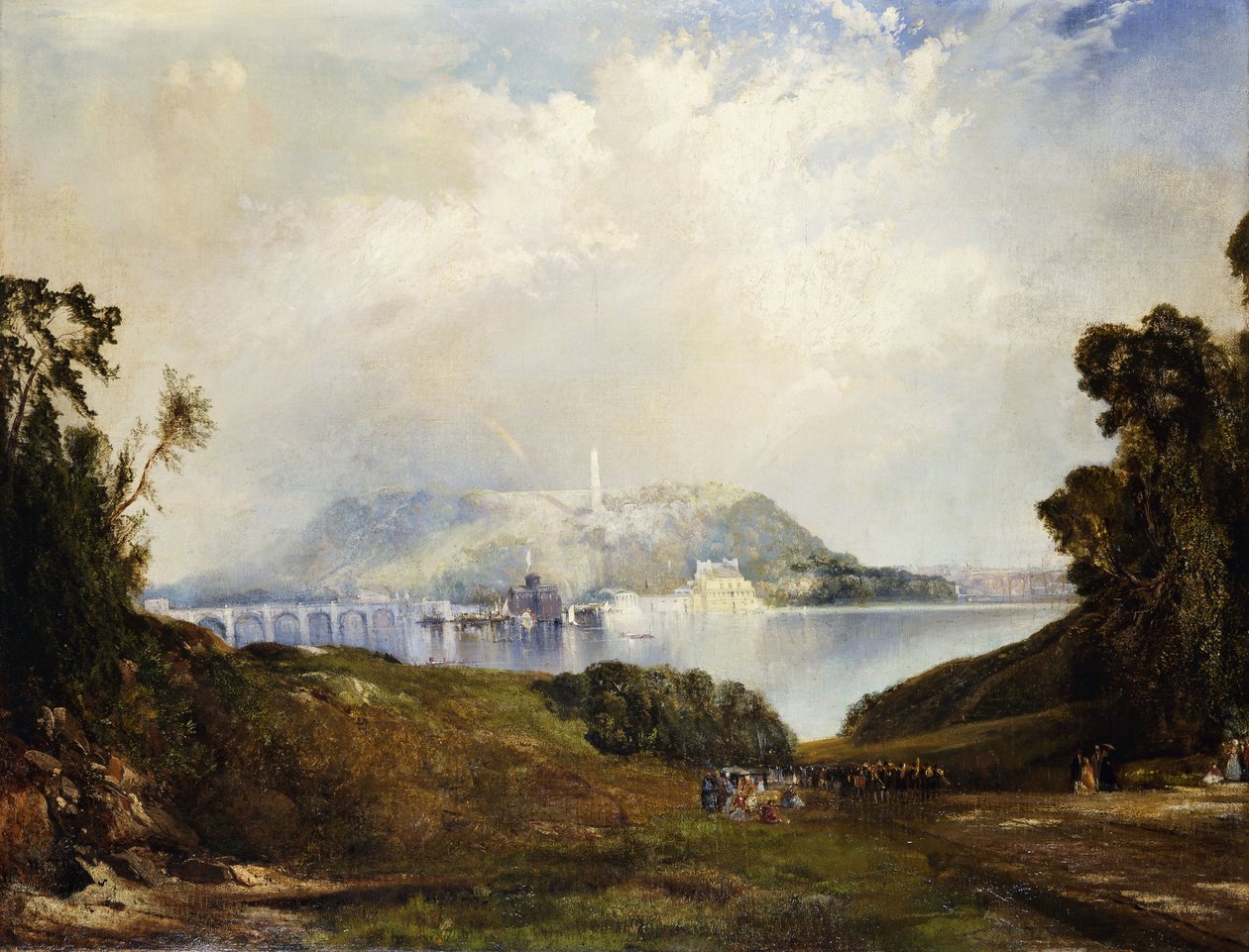 Kilátás a philadelphiai Fairmont vízművekre, alkotó: Thomas Moran