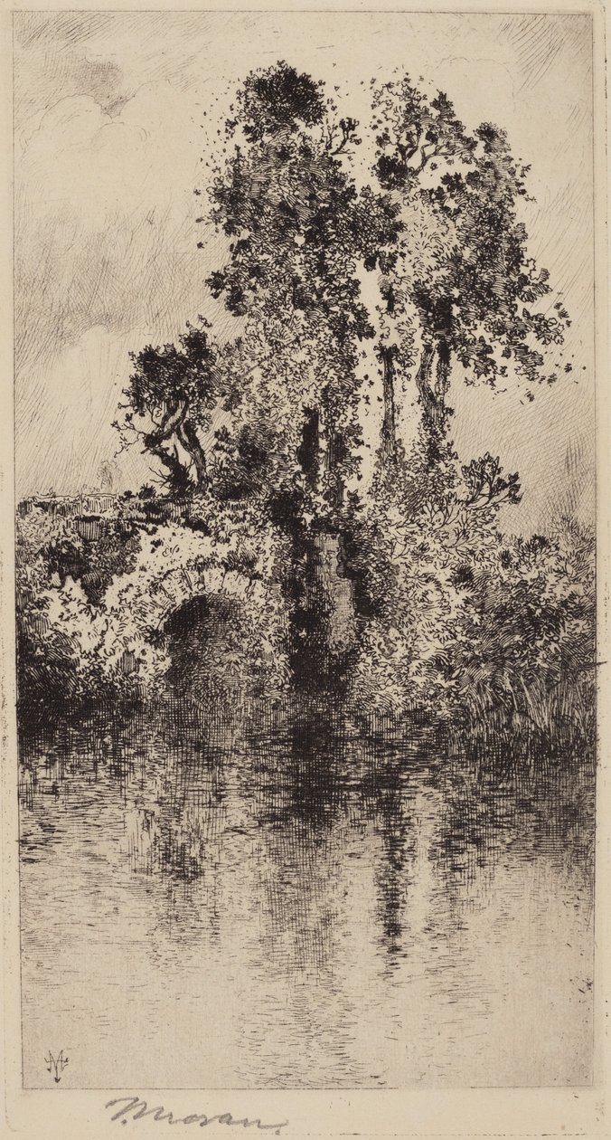 Híd és fák alkotó: Thomas Moran