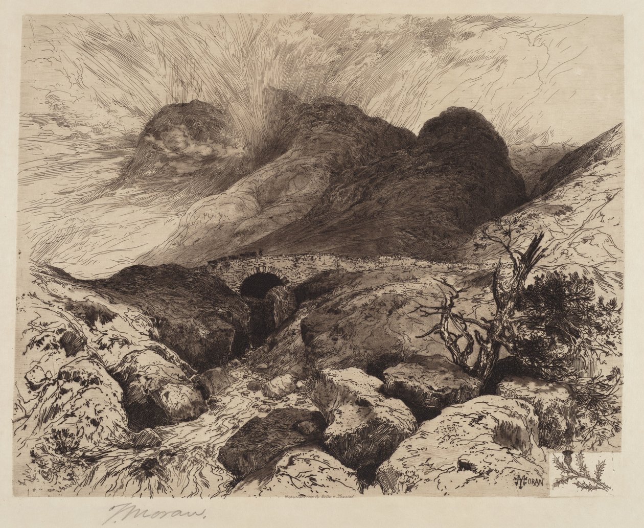 Híd a Glencoe-hágóban – Skócia alkotó: Thomas Moran