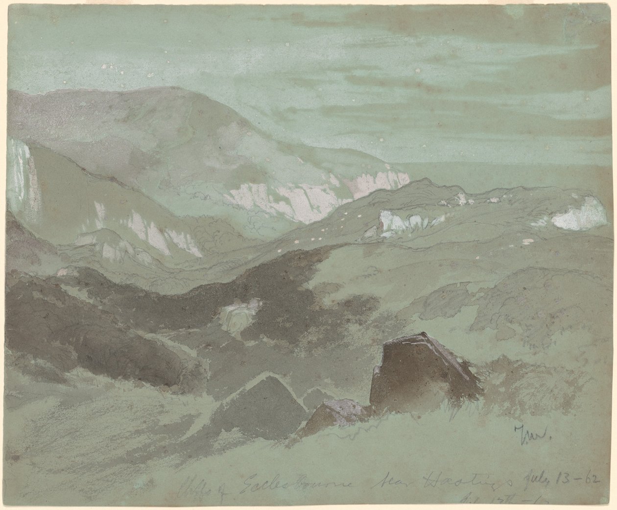 Ecclesbourne sziklái Hastings közelében alkotó: Thomas Moran