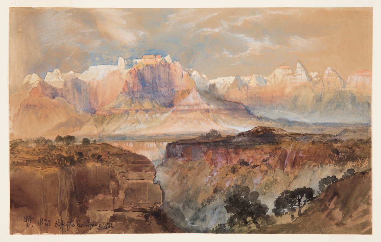 A Rio Virgin sziklái, Dél-Utah alkotó: Thomas Moran