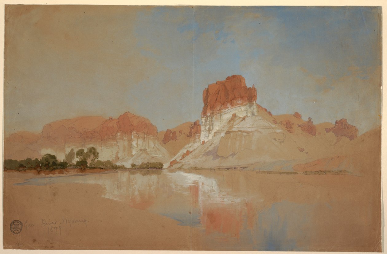 Rajz, Green River, Wyoming Terület, 1879 alkotó: Thomas Moran