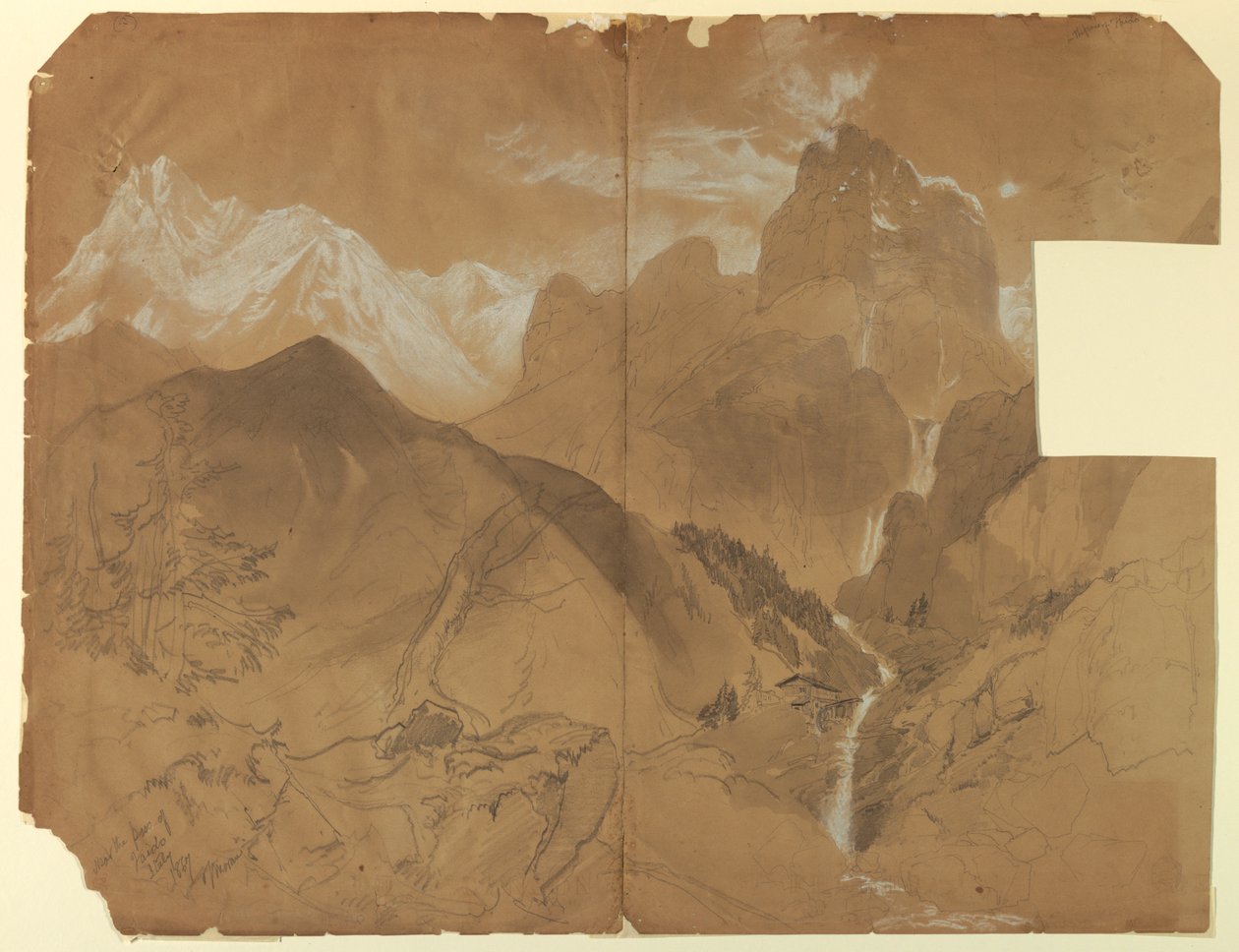 Rajz, a Faido hágó közelében, Olaszország, 1867 alkotó: Thomas Moran