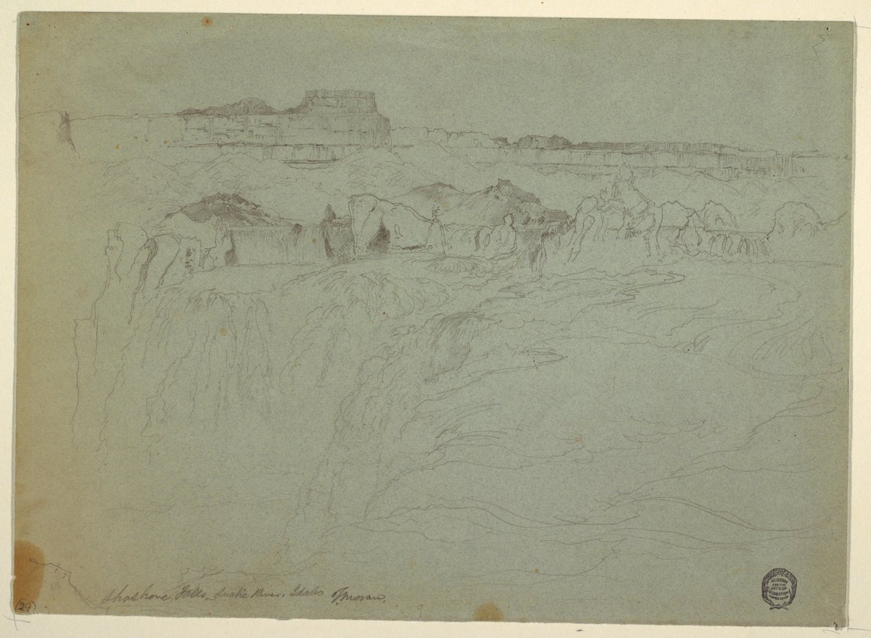 Rajz, Shoshone-vízesés, Snake River, Idaho, 1875 alkotó: Thomas Moran