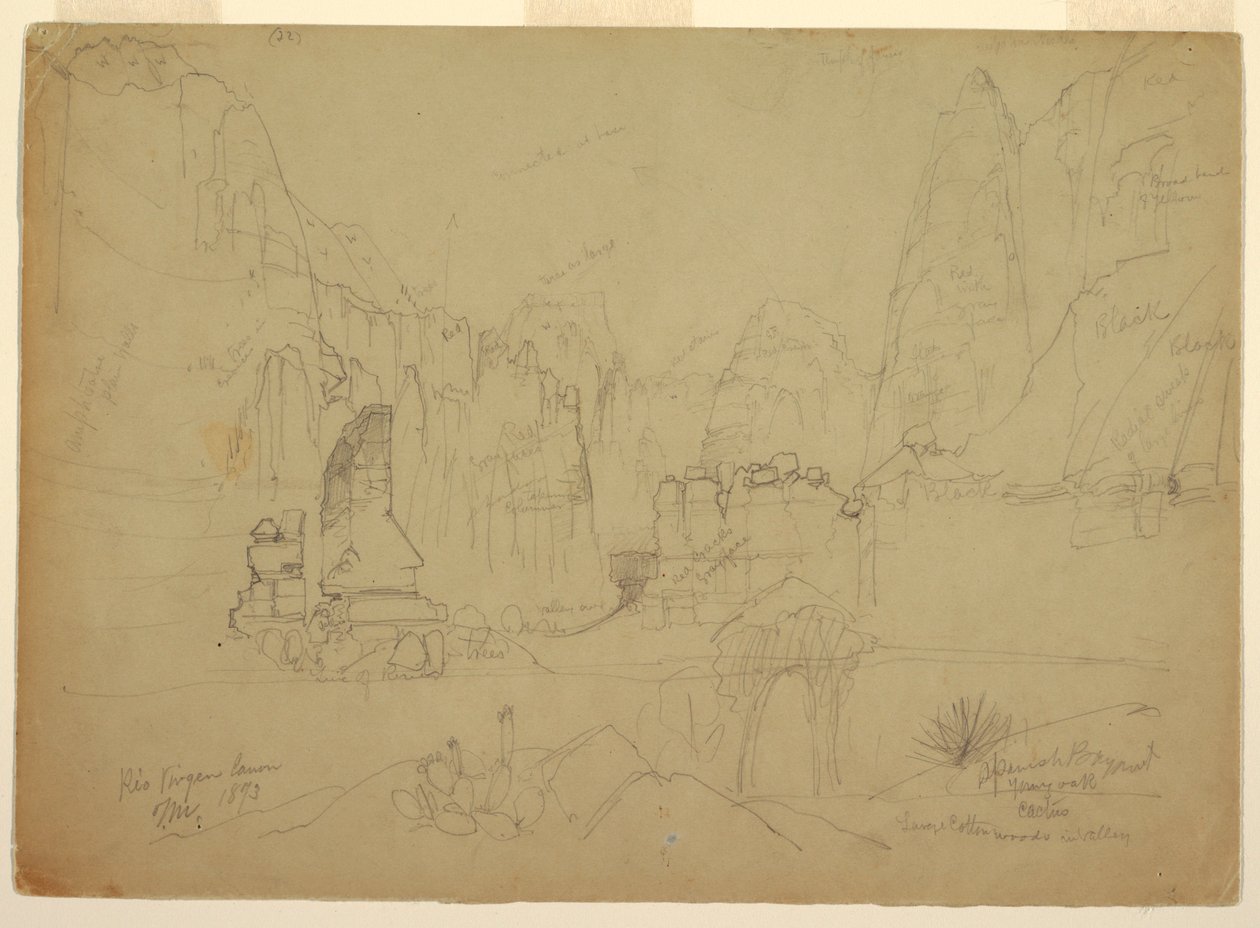 Rajz, A Rio Virgin kanyonja, Dél-Utah, 1873 alkotó: Thomas Moran