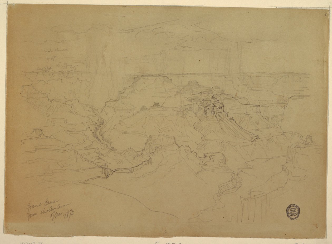 Rajz, A Grand Canyon az esőben, 1873 alkotó: Thomas Moran