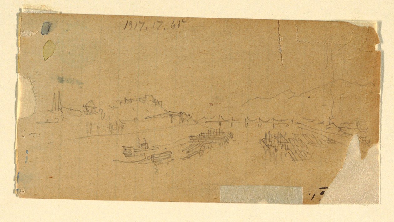 Rajz, A Tetons, a síkságról nézve, 1879. augusztus 28. alkotó: Thomas Moran